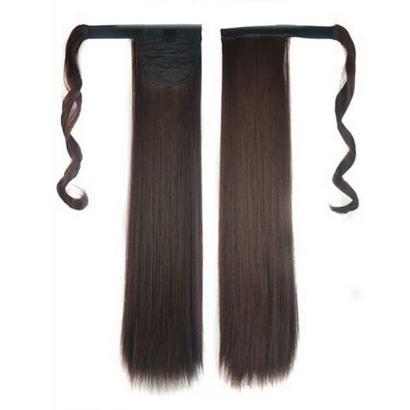 Real Human Hair Ponytail Extension Clip In Straight Wrap Around Tail Natural Hairpiece