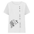 thumbnail image 4 of Sexlip Women's Summer Tops Casual Cotton Linen T Shirts Short Sleeve Round Neck Shirt Oversized Floral Graphic Tees White XXL, 4 of 5