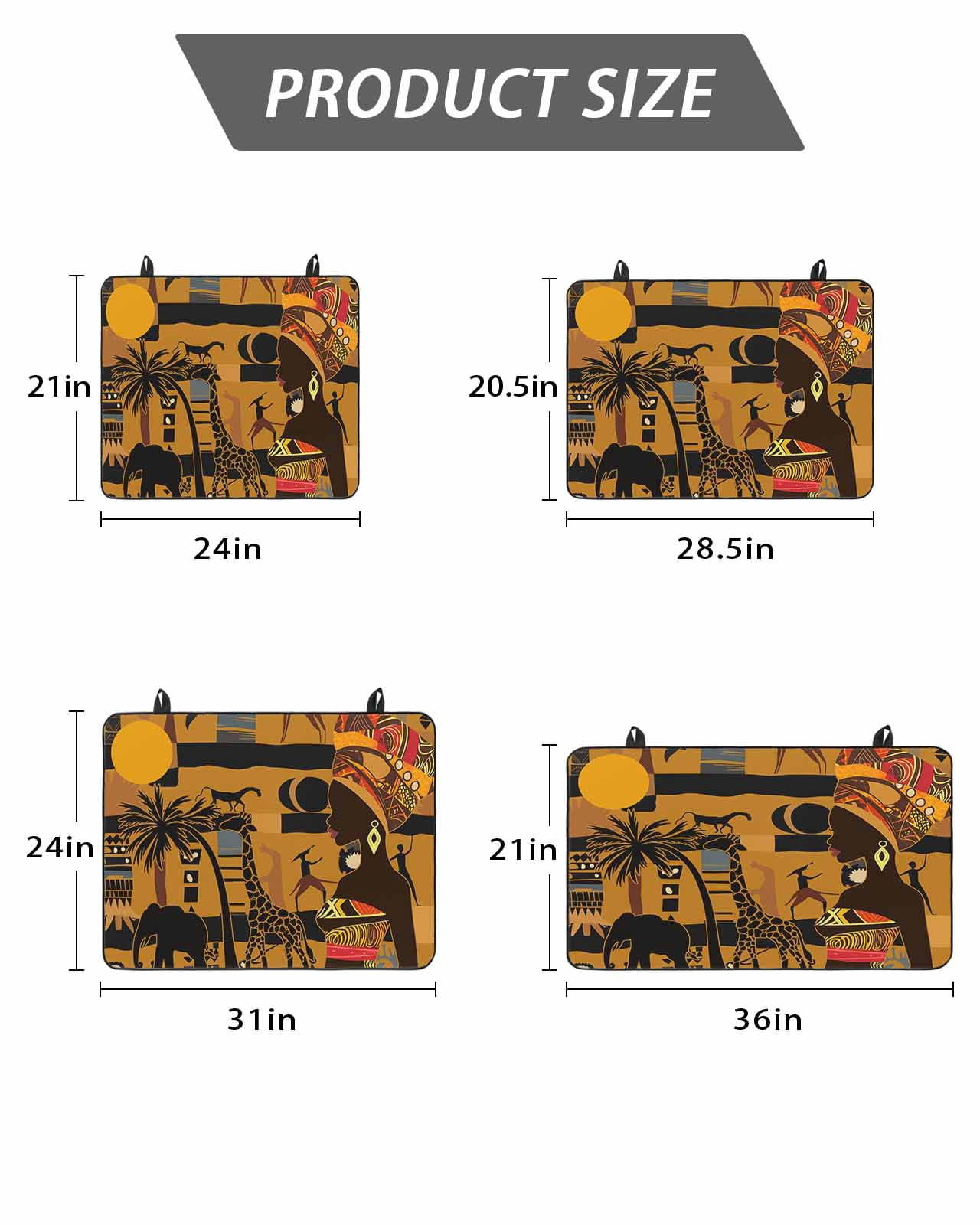 Stove Top Covers for Electric Stove, Black African Women Glass Stovetop Cover Protector, Boho Brown Elephant Giraffe Ethnic Induction Cooktop Protector Oven Mat for Kitchen Countertop 24"x21"