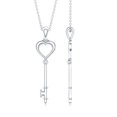 thumbnail image 3 of Rosec Jewels Heart Key Pendant Necklace with Diamond for Women (HI-SI Quality) - Chain included - Ready to Gift with Jewelry Box, 925 Sterling Silver, 3 of 6