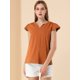 thumbnail image 2 of Camiseta Manga Tulipán Allegra K Cuello En V Básico para Mujer color caramelo S, 2 of 6