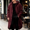 thumbnail image 2 of IROINNID Mens Hooded Long Overcoat Button Front Winter Warm Coat with Side Pockets Solid Color Wool Blend Long Sleeve Casual Outerwear for Daily Commute and Weekend Wear, 2 of 8