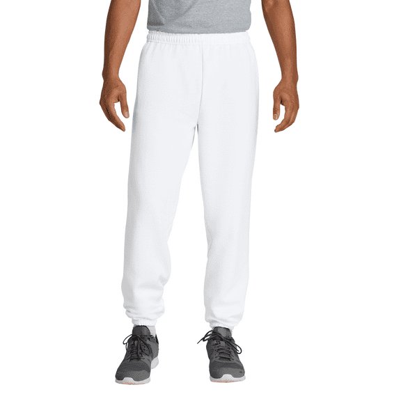 Gildan Unisex Heavy Blend Sweatpants, Comfortable Cotton-Poly Fleece Pants with Drawcord, White, S