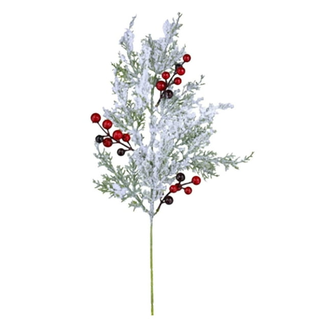 6 Pcs Branches de Pin Artificielles Enrobées de Faux Cèdre Givré avec Baies Rouges 19 Po Verdure Cèdre Tiges de Cèdre de Noël pour Guirlande DIY Couronne Décoration de Noël Maison 2025 Nouvelle Arrivée