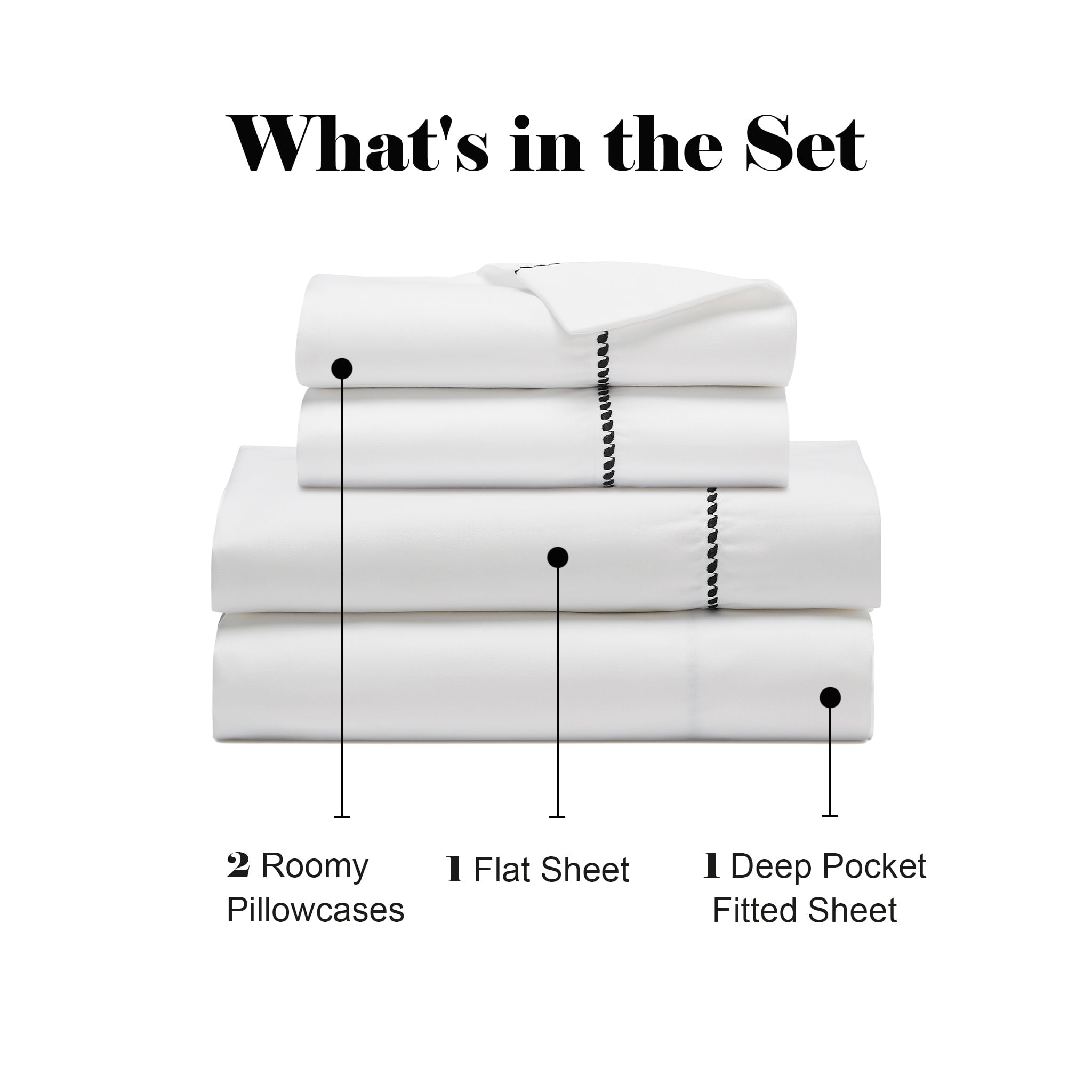 Superior Cotton Blend 600 Thread Count Dash Stitch Hem Sheet Set, Queen, Dark Grey