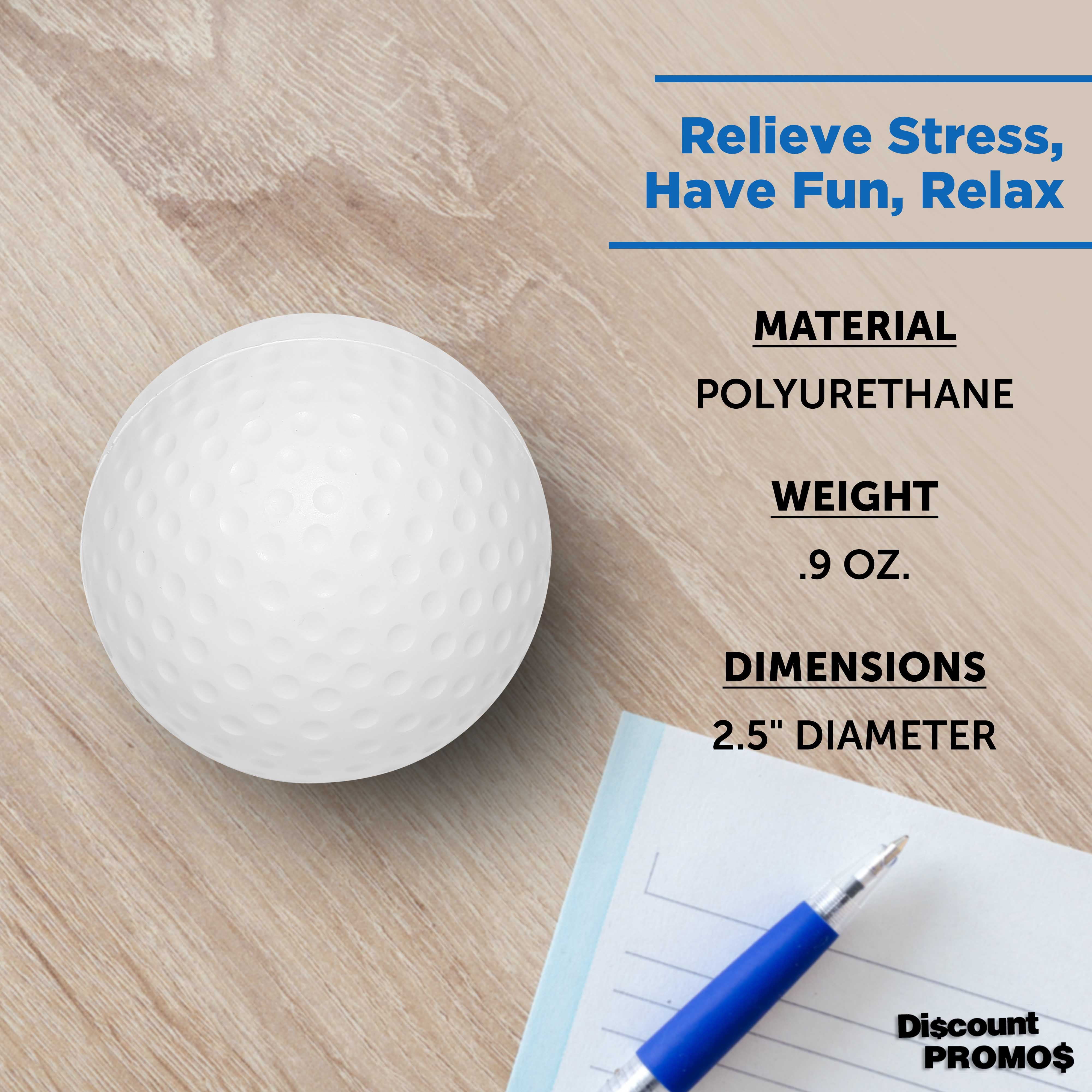 Golf Stress Balls Set of 10, Bulk Pack - Anxiety Stress Relief, Perfect for Your Desk, Office or Home - White