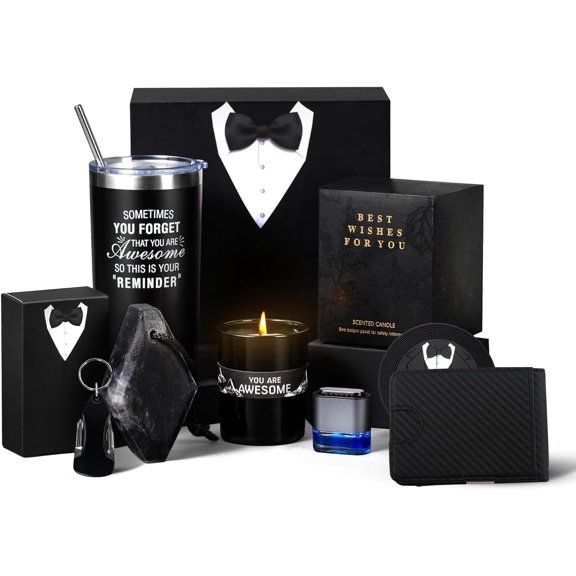 Birthday Gifts for Men Who Have Everything, 8 Pcs Premium Gift Baskets for Men,Birthday Gift Basket for Him Gifts for Dad, Boyfriend, Husband, Brother, Gift sets for Father's Day, Valentine's Day