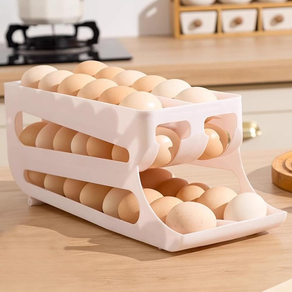 Egg Holder for Fridge, 3 Tiers Space-saving Egg Container, Automatic Rolling Eggs Dispenser for Refrigerator, Countertop, Kitchen, Space-Saving Dispenser Holder,Fridge Eggs Rack
