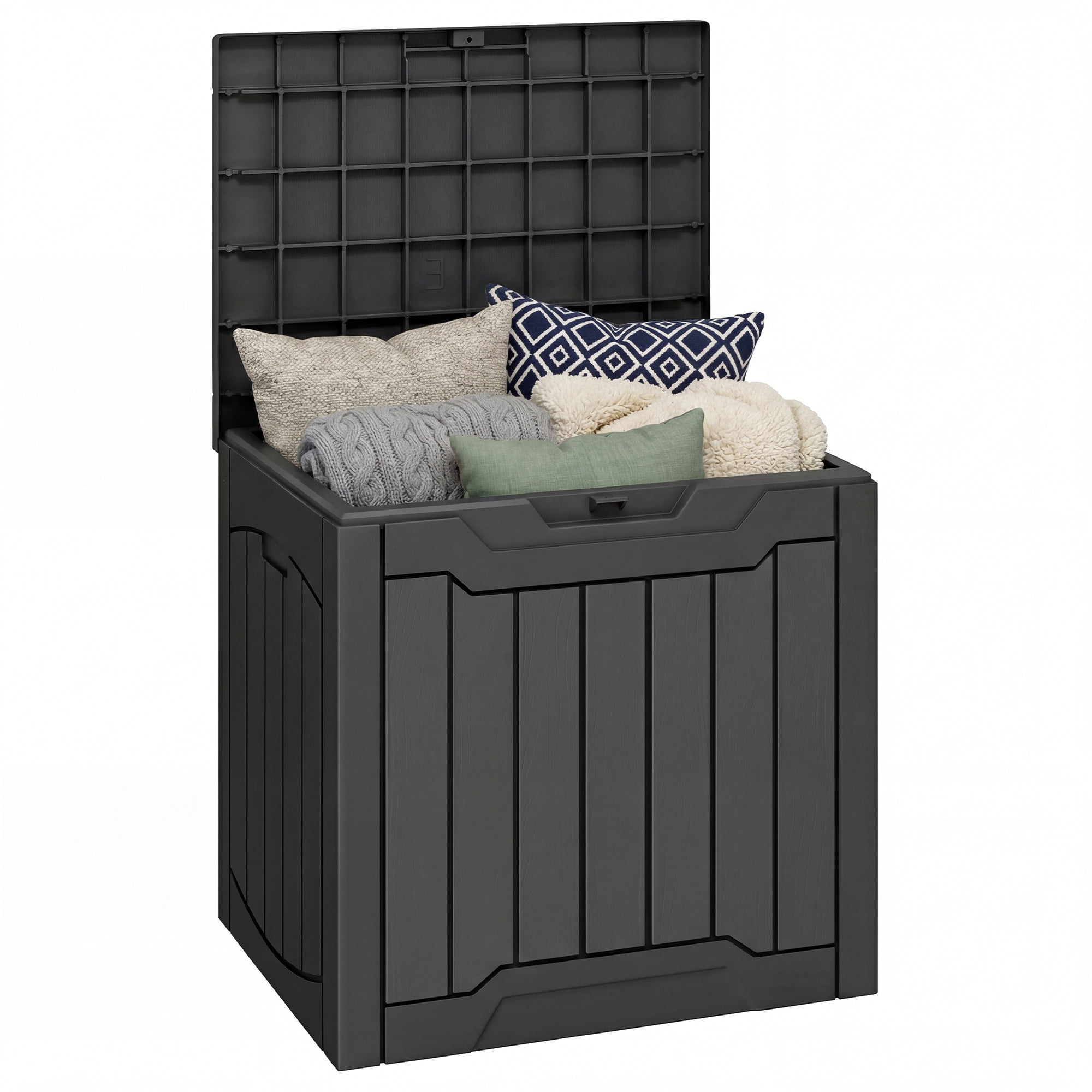 Uforic 31 Gallon Resin Outdoor Deck Box, Waterproof Lockable Storage Box, Multi-Purpose Organizer for Patio Garden Tools Pool Supplies & Package Delivery, Black