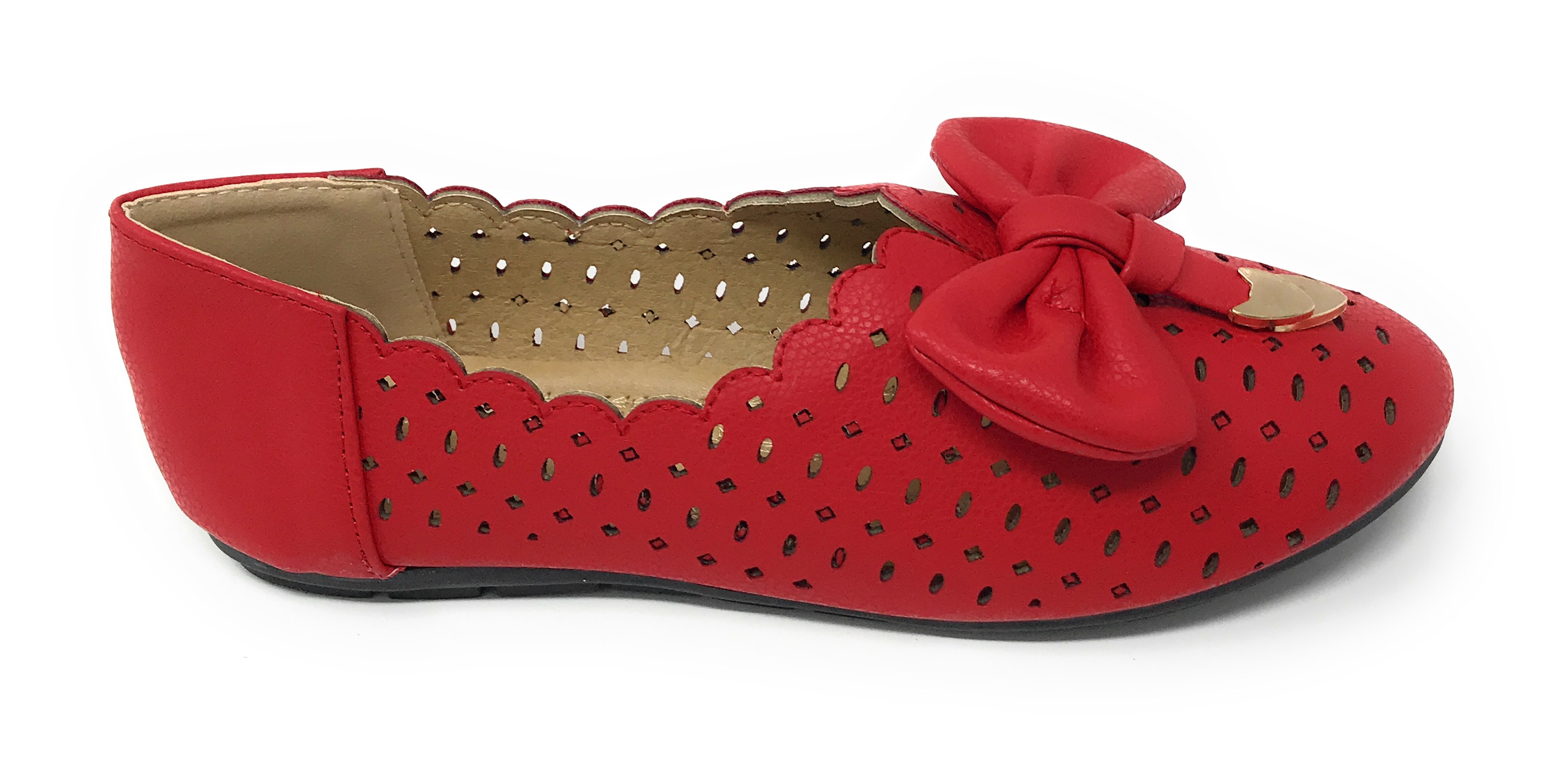 Victoria K Women's Diamond Cut Out With Embossed Bow Ballerina Flats