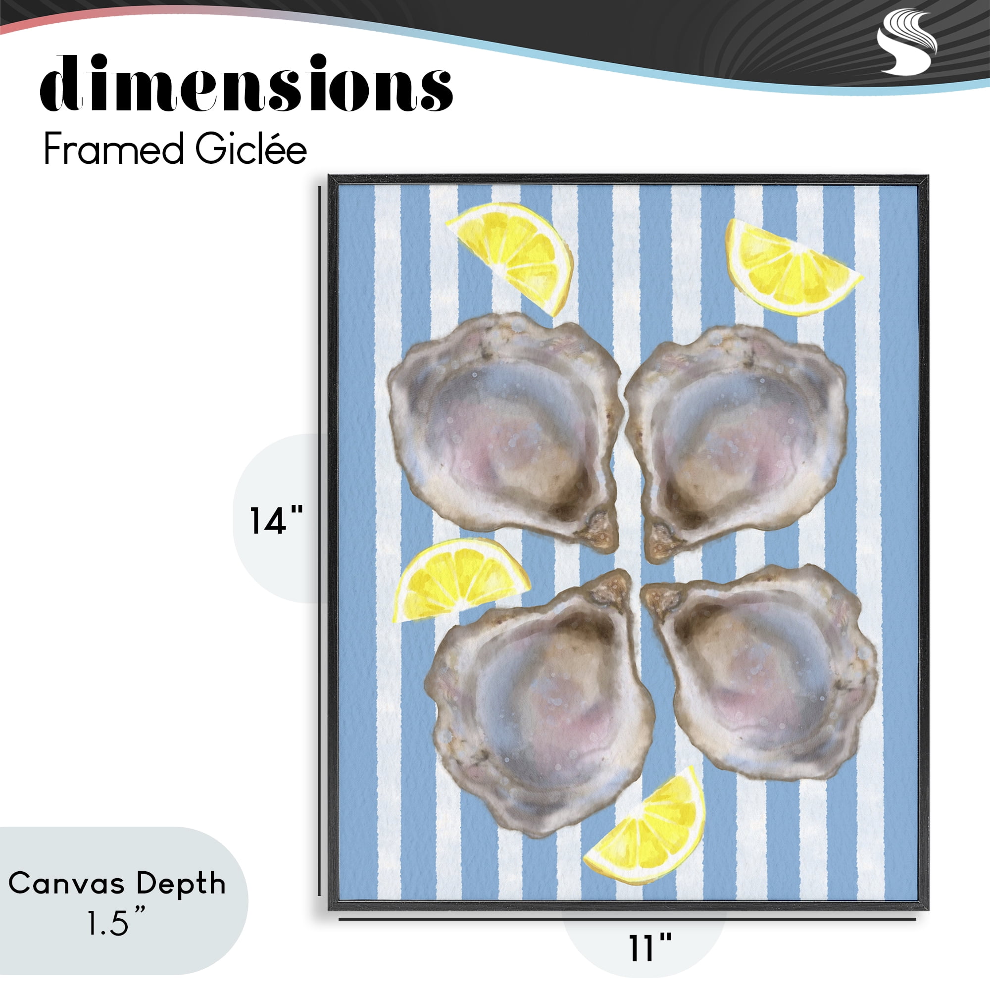 Stupell Industries Blue Stripe Oysters Black Framed Giclee Art, design by Matthew Piotrowicz