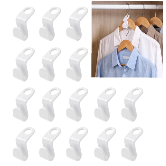 50 PCS Space Saving Hanger - Clothes Connector Hooks, Stacking Space Saver, Plastic Closet Organizers and Storage Extender for Heavy Duty Cascading Connection (White)