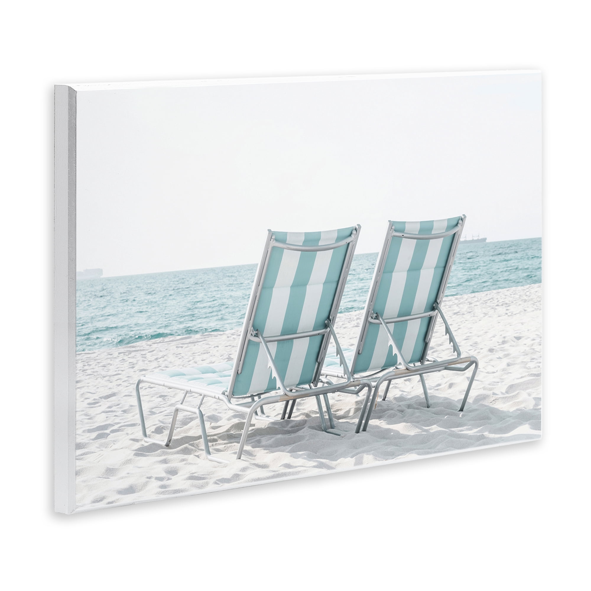 Stupell Industries Blue Beach Chairs Pair Nautical & Beach Photography Unframed Art Print Wall Art, 15 x 10