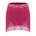 thumbnail image 6 of Mufeng Kids Girls Sparkly Disco Jazz Latin Hip Hop Ballet Lyrical Dance Outfits Crop Top with Fringe Hot Pink 6, 6 of 7