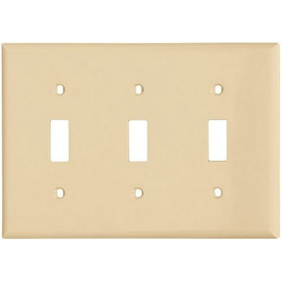 Cooper 5141V Ivory Unbreakable Three Gang Toggle Light Switch Wall Plate