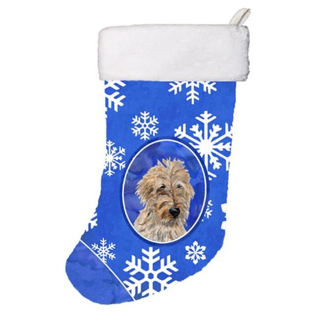 Carolines Treasures SC9787-CS Golden Doodle 2 Winter Snowflakes Christmas Stocking- 11 x 8 In.