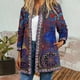 thumbnail image 5 of Chaqueta de punto con estampado de mujer vintage, bolsillo de manga larga, chaqueta informal suelta, Tomshoo 4X-grande, 5 of 7