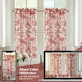 thumbnail image 6 of DriftAway Kitchen Curtains Toile Tier Linen Short Curtains Cafe 45 Inch Length for Living Room Bathroom Farmhouse French Country Vintage Printed Pattern Rod Pocket 2 Panels Red, 6 of 8