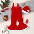 thumbnail image 3 of Uccdo 6M-5T Toddler Girl Christmas Jumpsuit + Santa Claus Hat, Baby Girls Bell Bottoms Romper Velvet Flared Overalls Suspender Pants, 3 of 8
