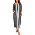 thumbnail image 2 of Housecoat Women's Short Sleeve Zipper Robe Long Nightgown Lougewear with Pockets S-XXL, 2 of 7