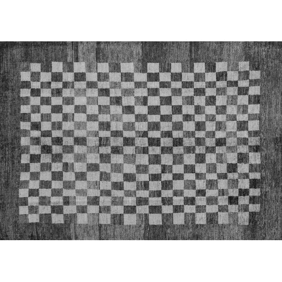 Ahgly Company Indoor Rectangle Checkered Gray Modern Area Rugs, 3' x 5'
