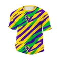 thumbnail image 5 of Ceisia Men's Mardi Gras Diagonal Stripe T-shirt Loose Fit Short Sleeve Round Neck Mask Print Summer Festival Tee Tops Purple L Gifts, 5 of 5