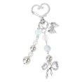 thumbnail image 3 of Unique Bargains 1 Pc Handbag Charm Keychain Beads Bag Accessories Silver Tone Beige Blue, 3 of 6