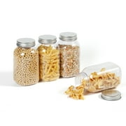 Novelinks 32oz Plastic Jars with Lids 6 Pack Clear Containers Airtight Food Storage Containers for Kitchen & Household,Silver