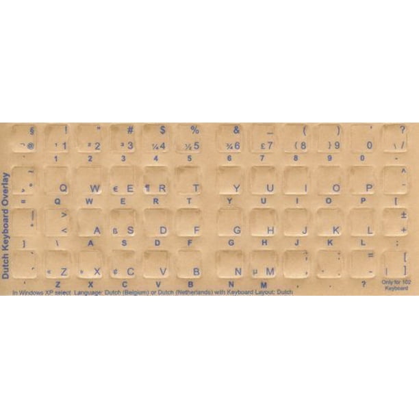 Dutch Keyboard Stickers - Labels - Overlays with Blue Characters for ...