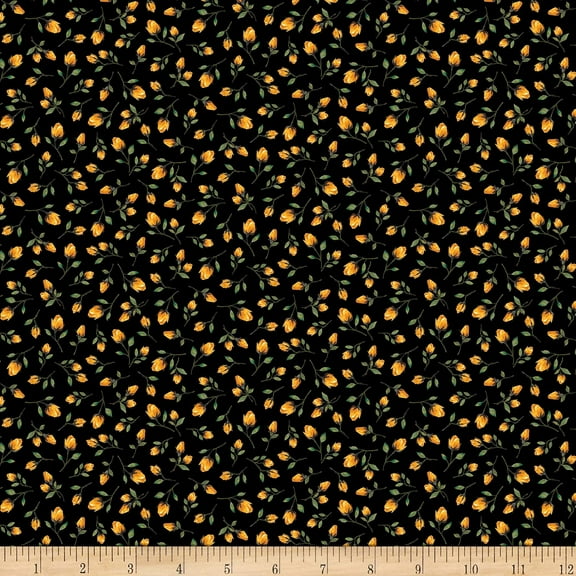 Quilting Treasures Danielle Rose Buds Quilt Fabric, Black, 100% Cotton Fabric sold by the yard