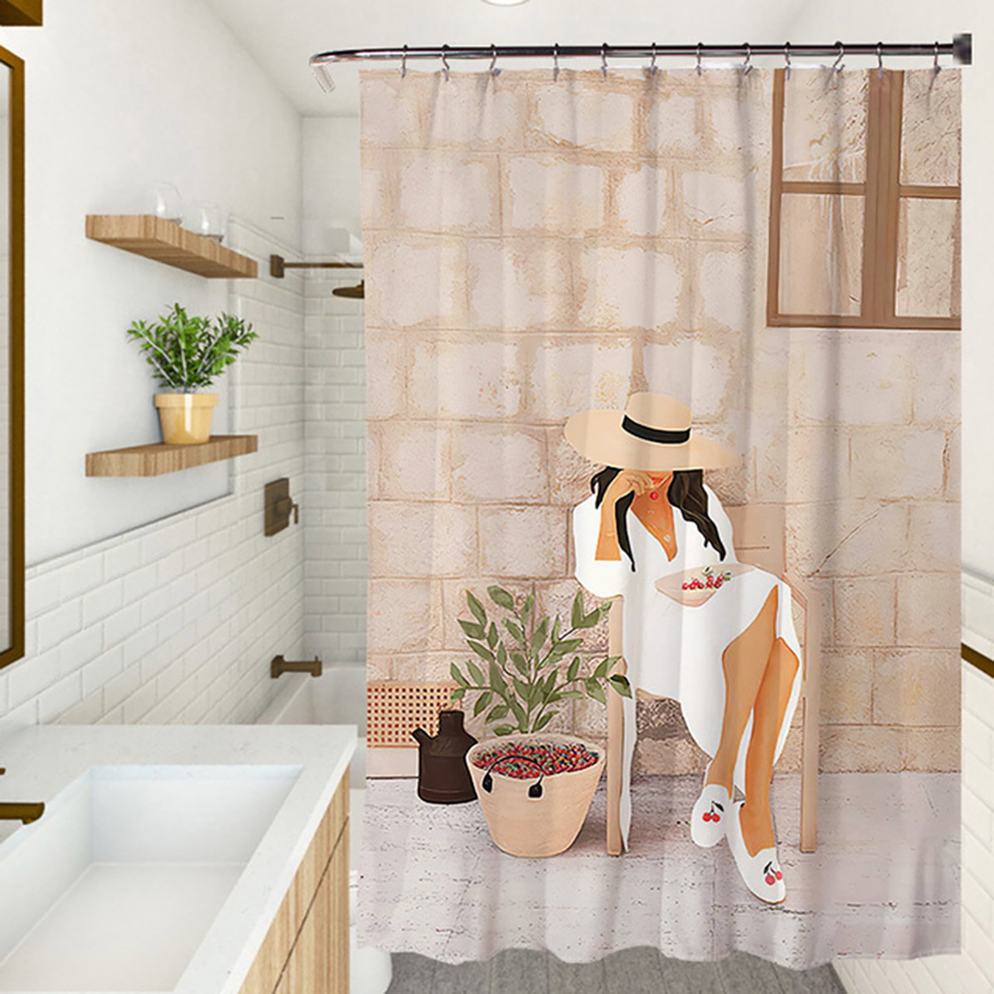 Stalls and Bathtubs BLC Boho Shower Curtain for Bathroom Minimalist Style Farmhouse Shower Curtains 72 x 72 Water Resistant Curtains Stripe Print Hotel Fabric Quality for Bathroom 