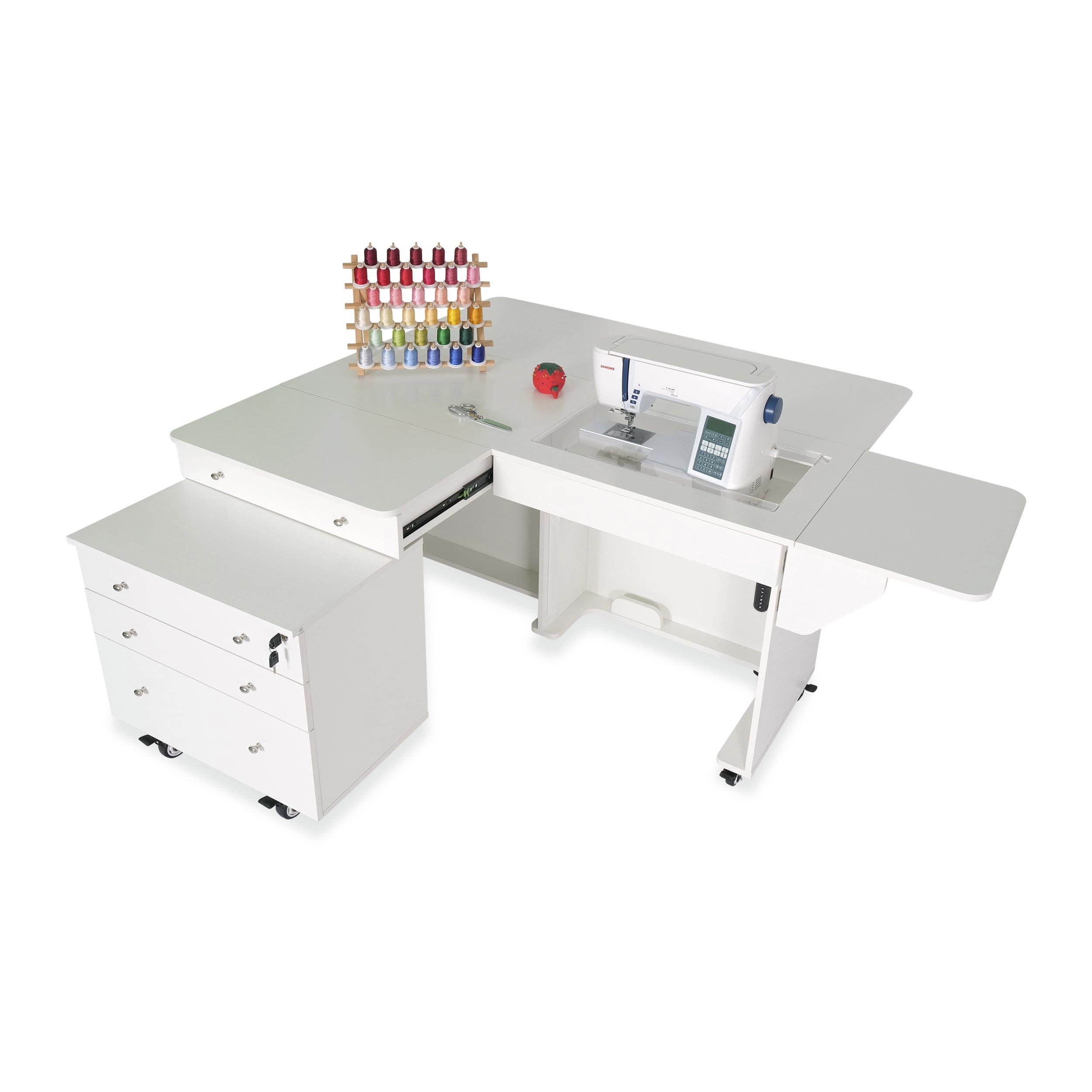 Kangaroo & Joey Dual Rail Electric Sewing Cabinet - Ash White