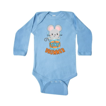 

Inktastic Tiny Drummer Cute Mouse with Orange Drum Gift Baby Boy or Baby Girl Long Sleeve Bodysuit