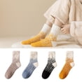 thumbnail image 4 of Calcetines gruesos de invierno para mujer, pantuflas de terciopelo borroso, Kawaii, contraste de Color, gradiente, patrón de cielo estrellado, esponjoso, para dormir, Stock, 4 of 5