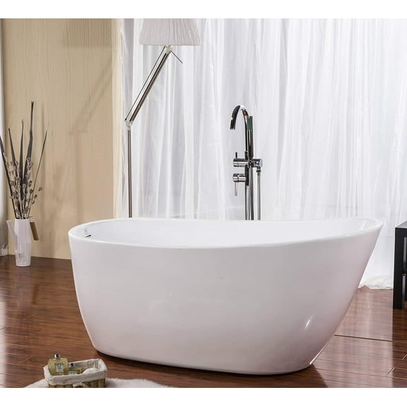 Fine Fixtures Zen Freestanding Bathtub White 59" With Drain Included