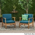 thumbnail image 4 of Noble House Perla Chaise en Bois d'Acacia Teckée pour Extérieur Coussin Bleu (Ensemble de 2), 4 of 4