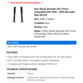 thumbnail image 2 of Rear Shock Absorber Set 2 Piece - Compatible with 2008 - 2009 Mercedes-Benz ML550, 2 of 2