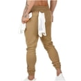 thumbnail image 4 of Ernkv Sports Pants for Men Soft Relaxed Fit Casual Wear Elastic Waist Solid Color Comfy Lounge Casual Fashion Fall Spring Trousers Full Length Pants with Pocket Khaki XL, 4 of 4