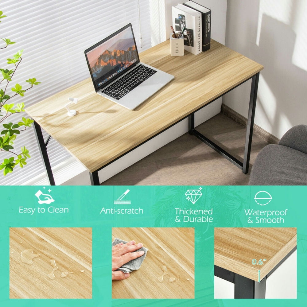 Demi Bonn L Shaped Computer Desk and Writing Workstation for Home and Office, Natural