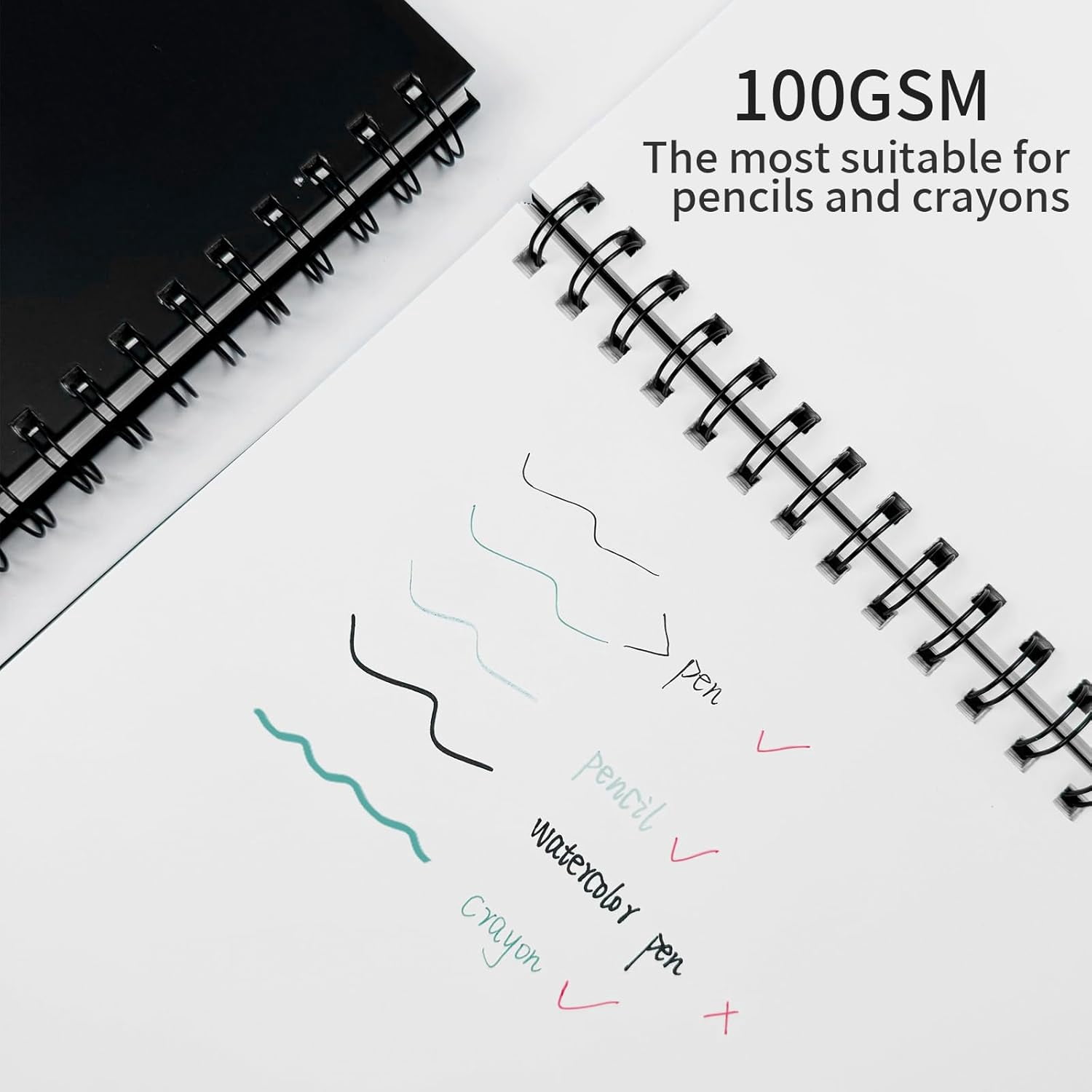 Blank Spiral Notebook, 8.5" x 11" Hardcover Sketch Book, 4 Pack Large Blank Journal for Drawing, A4 Black Unlined Journals for Women Men Office School Home