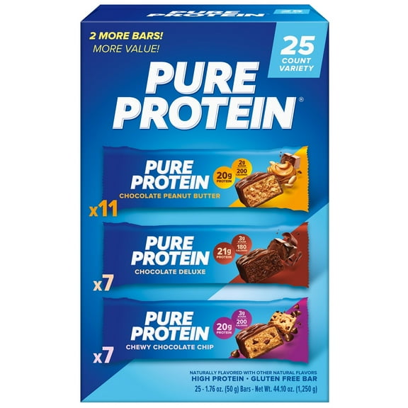 Pure Protein Bars, 20-21g Protein, Variety Pack, 1.76 Ounce (25 Count)