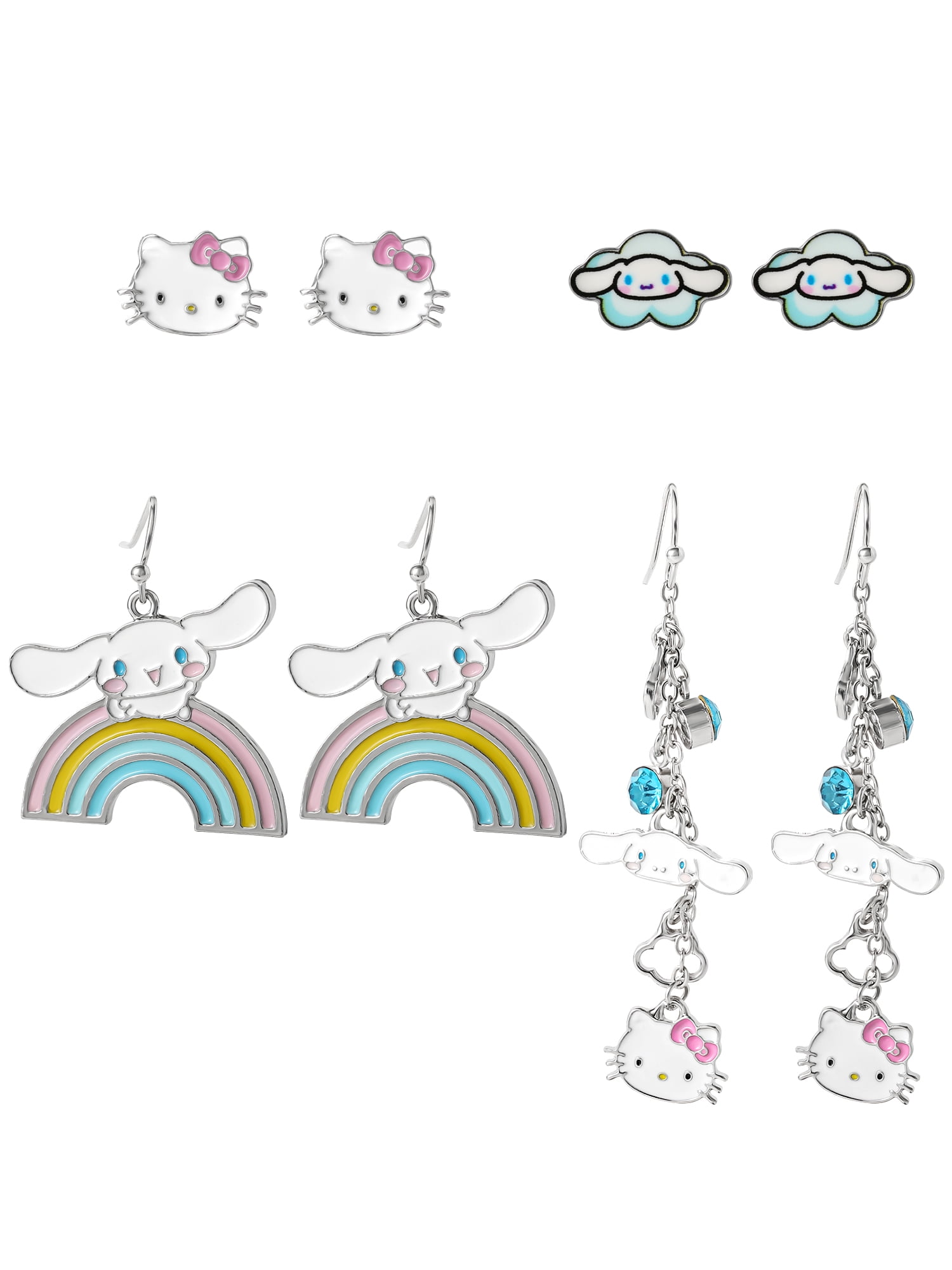 Sanrio Hello Kitty & Friends Earring Set, 4 Pairs of Stud and Decorative Styles