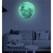 Glow In The Dark Moon Wall Sticker Decor for Ceiling, Full Moon Luminous Decal for Walls