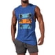 thumbnail image 1 of Camiseta sin mangas de cuello redondo para hombre, informal, a la moda, con estampado, deportiva, de poliéster, 1 of 5