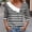 Black, variant on Oplxuo Women's Skew V Neck Striped Blouses, Dressy Casual 3/4 Sleeve Button Decor Fall Tunic Shirts Colorblock Tops