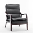thumbnail image 3 of Uspridefurniture Clovis 24.8" Wide Mid-Century Modern Faux Leather Armchair, Black, 3 of 5