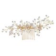 thumbnail image 5 of 4 peinetas de boda para novia, pinzas para el pelo de boda, joyería para el pelo de boda, accesorios para el cabello de cristal de perlas para mujeres y niñas, dorado, 5 of 5