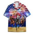 thumbnail image 2 of Firework American Kentucky Derby Hawaiian Shirt For Men American Flag Mens Hawaiian Shirts Short Sleeve Button Down Shirt Men, 2 of 7