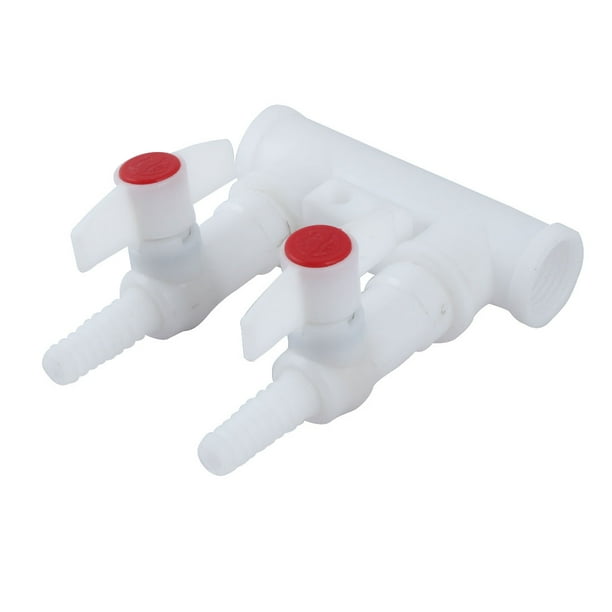 Aquarium Fish Tank Plastic 2 Ways Outlet Air Flow Control Switch Valve White Red