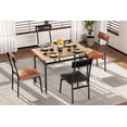 thumbnail image 3 of 5-piece dining set: de madera kitchen mesa con 4 pu-forrado sillas y industrial metal frame, brown & negra para dining room, home o apartment, 3 of 7